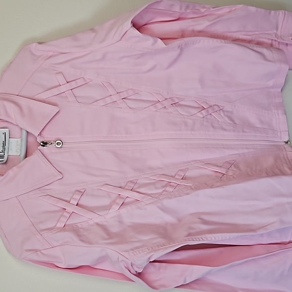 Milli Designs Pink Rhinestone Denim Jacket and Pants Set Medium - Picture 2 of 8